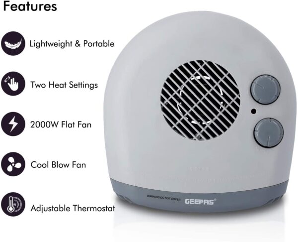 Geepas Portable Flat Fan Heater - Image 2