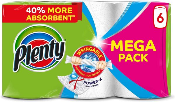 Plenty Kitchen Towel, 6 White Rolls